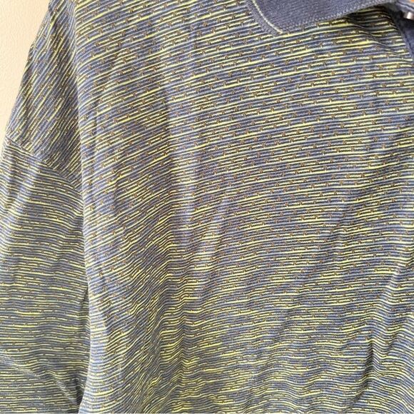 Jantzen Navy Green Stripe Cotton Short Sleeve Polo Golf Shirt - Picture 4 of 5